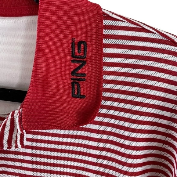 PING Men’s Performance Red and White Striped Golf Polo Shirt Sz XL - Picture 6 of 12